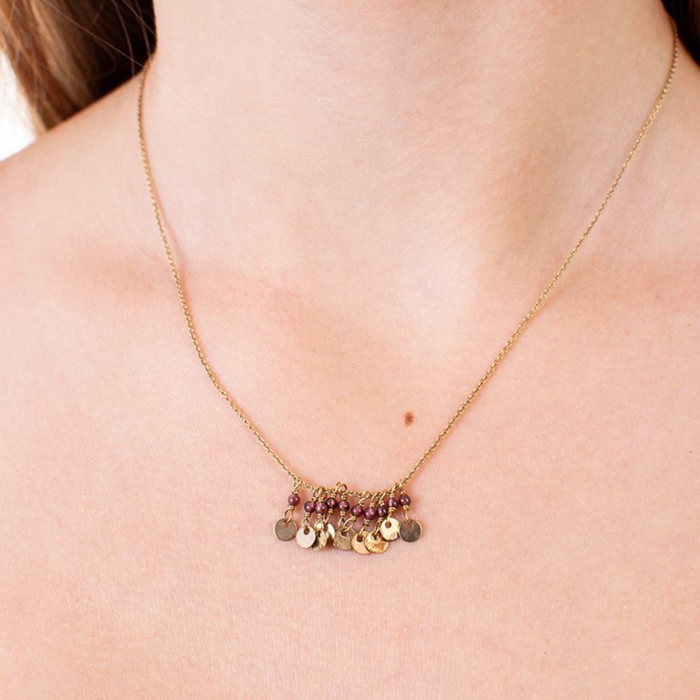 5 OCTOBRE GOLD & VIOLET EVENING NECKLACE | WOMENS - Picture 2 of 5